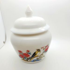 Vintage Avon Milk Glass Bird Apothecary Jar